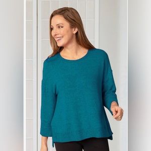 Habitat Clothes To Live In Teal Blue Super Soft Heathered Fleece Pullover